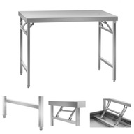 Skladací pracovný stôl z nehrdzavejúcej ocele 120 x 6