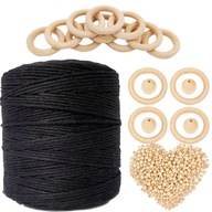 MACRAME SADA Čierna bavlnená šnúra ECO MACRAME SADA Čierna bavlnená šnúra ECO