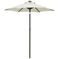Dáždnik s LED svetlami, pieskový, 200x211 cm, alum