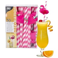 Jednorazové papierové slamky ružové a biele Flamingos Flamingo 50ks 20cm Jednorazové papierové slamky ružové a biele Flamingos Flamingo 50ks 20cm
