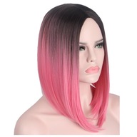 Krátke rovné vlasy WIG bob pink ombre Krátke rovné vlasy WIG bob pink ombre