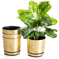 DEKOR kvetináč priemer 16 cm, farba starozlatá DEKOR kvetináč priemer 16 cm, farba starozlatá
