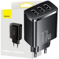 BASEUS SIEŤOVÁ NABÍJAČKA NAPÁJACÍ ZDROJ USB x3 17W UNIVERZÁLNY BASEUS SIEŤOVÁ NABÍJAČKA NAPÁJACÍ ZDROJ USB x3 17W UNIVERZÁLNY