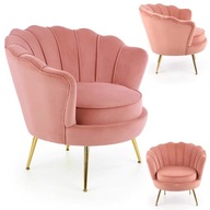 Stolička AMORINITO Pink Velvet Hrebenatka so zlatými nohami