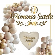 Balóny COMMUNION mašľa BÉŽOVÁ KRÉMOVÁ dekorácia banner NÁZOV Balóny COMMUNION mašľa BÉŽOVÁ KRÉMOVÁ dekorácia banner NÁZOV