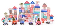 Drevené vzdelávacie kocky mesto s podložkou 115 ks ECOTOYS Drevené vzdelávacie kocky mesto s podložkou 115 ks ECOTOYS
