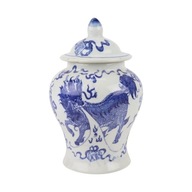 Modrá a biela keramická váza, porcelán, drak
