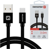 SWISSTEN USB nabíjací kábel USB-C 3.1 3m 3A SWISSTEN USB nabíjací kábel USB-C 3.1 3m 3A
