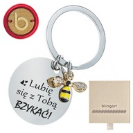 GRAVENÁ STRIEBORNÁ okrúhla kľúčenka BEE 316L STEEL BLINGART GRAVENÁ STRIEBORNÁ okrúhla kľúčenka BEE 316L STEEL BLINGART