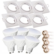 SET 6x LED GU10 6W halogénové svietidlo, BIELY Štvorcový SET 6x LED GU10 6W halogénové svietidlo, BIELY Štvorcový