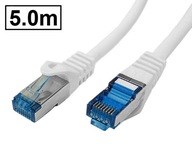 Patch kábel Cat.6A PIMF RJ45 obrazovka 1:1 biela 5m Patch kábel Cat.6A PIMF RJ45 obrazovka 1:1 biela 5m