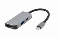 GEMBIRD MULTI ADAPTÉR USB TYP-C 3V1 HUB USB + HDMI