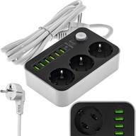 APPIO PREdlžovací kábel, 2m pásik, 3 zásuvky + 6x USB APPIO PREdlžovací kábel, 2m pásik, 3 zásuvky + 6x USB