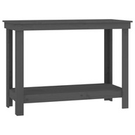 Pracovný stôl, sivý, 110x50x80 cm, masívne omáčkové drevo