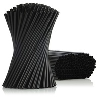 Hrubé plastové slamky, čierne, 240 mm x 8 mm, 500 kusov