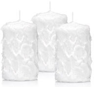 Biele sviečky 10/7cm snehové vločky biele sviečky 3 ks Biele sviečky 10/7cm snehové vločky biele sviečky 3 ks