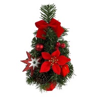 Umelý vianočný stromček s červenými ozdobami POINSECTION, 30 cm