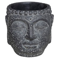 Cementový kvetináč Buddha, keramická pokrievka, 17,5 cm