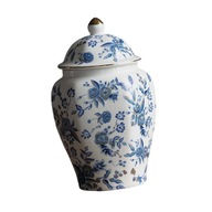 Zásobná dóza váza na kvety z modrého a bieleho porcelánu