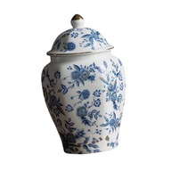 Zásobná dóza váza na kvety z modrého a bieleho porcelánu Zásobná dóza váza na kvety z modrého a bieleho porcelánu
