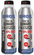 BROS sprej proti komárom a kliešťom 50% DEET ÚČINNÝ AŽ 12 hodín 2x90 ml BROS sprej proti komárom a kliešťom 50% DEET ÚČINNÝ AŽ 12 hodín 2x90 ml