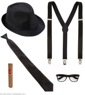 Retro Gangster Set 20. Rokov, Klobúk, Kravata, Okuliare, Podväzky, Cigara Retro Gangster Set 20. Rokov, Klobúk, Kravata, Okuliare, Podväzky, Cigara
