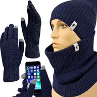 PÁNSKY ZIMNÝ SET ČIAPKA + SUKŇA + DOTYKOVÉ RUKAVICE teplé NÁMORNÍCKA MODRÁ PÁNSKY ZIMNÝ SET ČIAPKA + SUKŇA + DOTYKOVÉ RUKAVICE teplé NÁMORNÍCKA MODRÁ