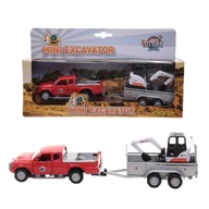 Kovové auto s prívesom a bagrom 13 cm Kovové auto s prívesom a bagrom 13 cm