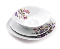Sada tanierov VEČERA Pre 6 osôb Porcelánová Biela Kvetinová 18 ks Štvorc Sada tanierov VEČERA Pre 6 osôb Porcelánová Biela Kvetinová 18 ks Štvorc