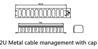 2U organizér káblov pre rack19 skrine so sivým krytom