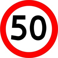 Značka B33. Obmedzenie rýchlosti na 50 km/h fi 400