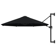 Nástenný dáždnik na kovovej tyči, 300 cm, čierny