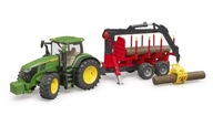Traktor John Deere 7R 350 s prívesom, žeriavom a 4 kmeňmi stromov 031 Traktor John Deere 7R 350 s prívesom, žeriavom a 4 kmeňmi stromov 031