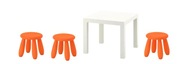 Stôl IKEA LACK + MAMMUT Tri stoličky pre deti