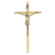 Moderný zlatý mosadzný nástenný kríž 17,5 cm