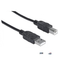 Manhattan USB 2.0 A-B M/M kábel, 3m, čierny