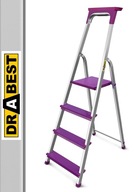 Hliníkový rebrík, 4 stupne, DRABEST COLOR, 150 kg
