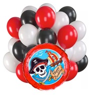 Sada červených, čiernych a bielych balónov Happy Birthday Pirate Balloon for a Birthday Sada červených, čiernych a bielych balónov Happy Birthday Pirate Balloon for a Birthday