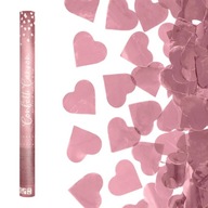 Tubusové vystreľovacie ružové srdcové konfety, 60 cm
