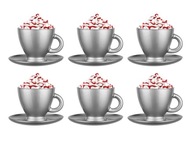6x ŠÁLKY NA KÁVU, CAPPUCCINO + SAVERS, STRIEBORNÉ 6x ŠÁLKY NA KÁVU, CAPPUCCINO + SAVERS, STRIEBORNÉ