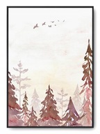 Plagát r B2 50x70 cm Detská izba Stromy Les Hory Plagát r B2 50x70 cm Detská izba Stromy Les Hory