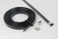 Popruh 13 mm, potiahnutý, nehrdzavejúca oceľ 304, DNV, EQ7 Popruh 13 mm, potiahnutý, nehrdzavejúca oceľ 304, DNV, EQ7