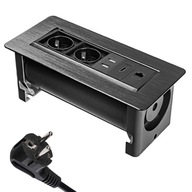 Spacetronik otočná čierna SPS-O26B zapustená zásuvka do dosky 2xUSB hdmi Spacetronik otočná čierna SPS-O26B zapustená zásuvka do dosky 2xUSB hdmi