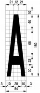 Cestná šablóna, výška 160cm, písmeno A, materiál, hrúbka: 1mm
