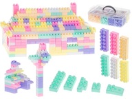 Stavebné bloky vzdelávacie kocky BOX 580 elements, pastel