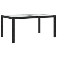 Záhradný stôl, 150x90x75 cm, sklo a PE ratan, čierny