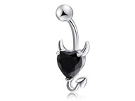 Piercing do pupka, zlatá oceľ, srdce, diabol, E21 Piercing do pupka, zlatá oceľ, srdce, diabol, E21