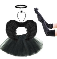 ČIERNY ANJEL ČERT DEVIL HALLOWEENSKÝ KOSTÝM s krídlami 55cm + rukavice ČIERNY ANJEL ČERT DEVIL HALLOWEENSKÝ KOSTÝM s krídlami 55cm + rukavice