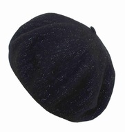 Vlnený baret čierny Woolmark strieborné trblietky 15