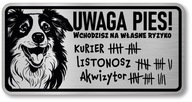 Pozor pes Border Collie sign Pozor pes Border Collie sign